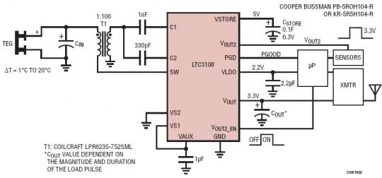 ʺԶ̴Ӧõ 2.2V / 3.3V / 3.3V Ԫ (Peltier)  (TEG) ռ