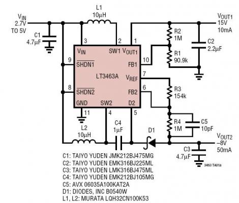 CCD 偏置电源 (15V、-8V)