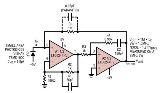 Wide Bandwidth Photodiode Amplifier